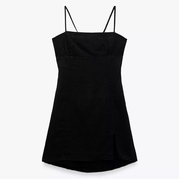 Black Linen Mini Dress - Picture 8 of 11